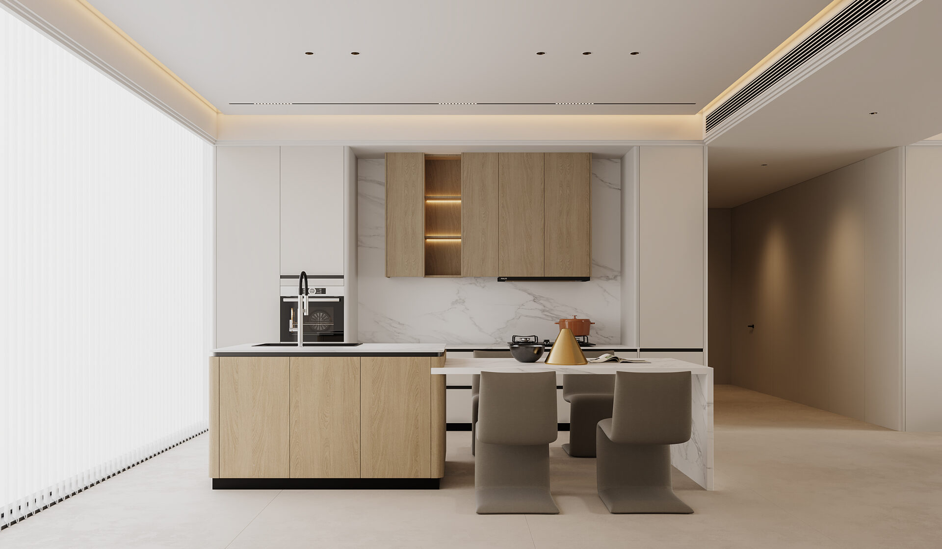 Bếp đảo gỗ sáng dòng FX327