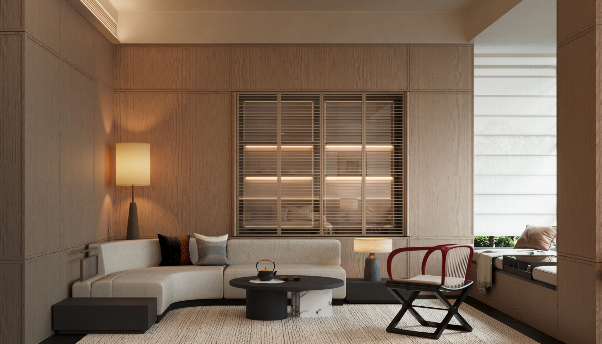 Phòng khách tông be ấm